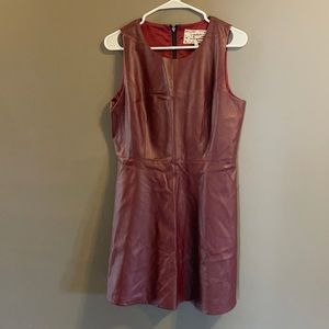 Pink martini. Burgundy fake-leather dress.